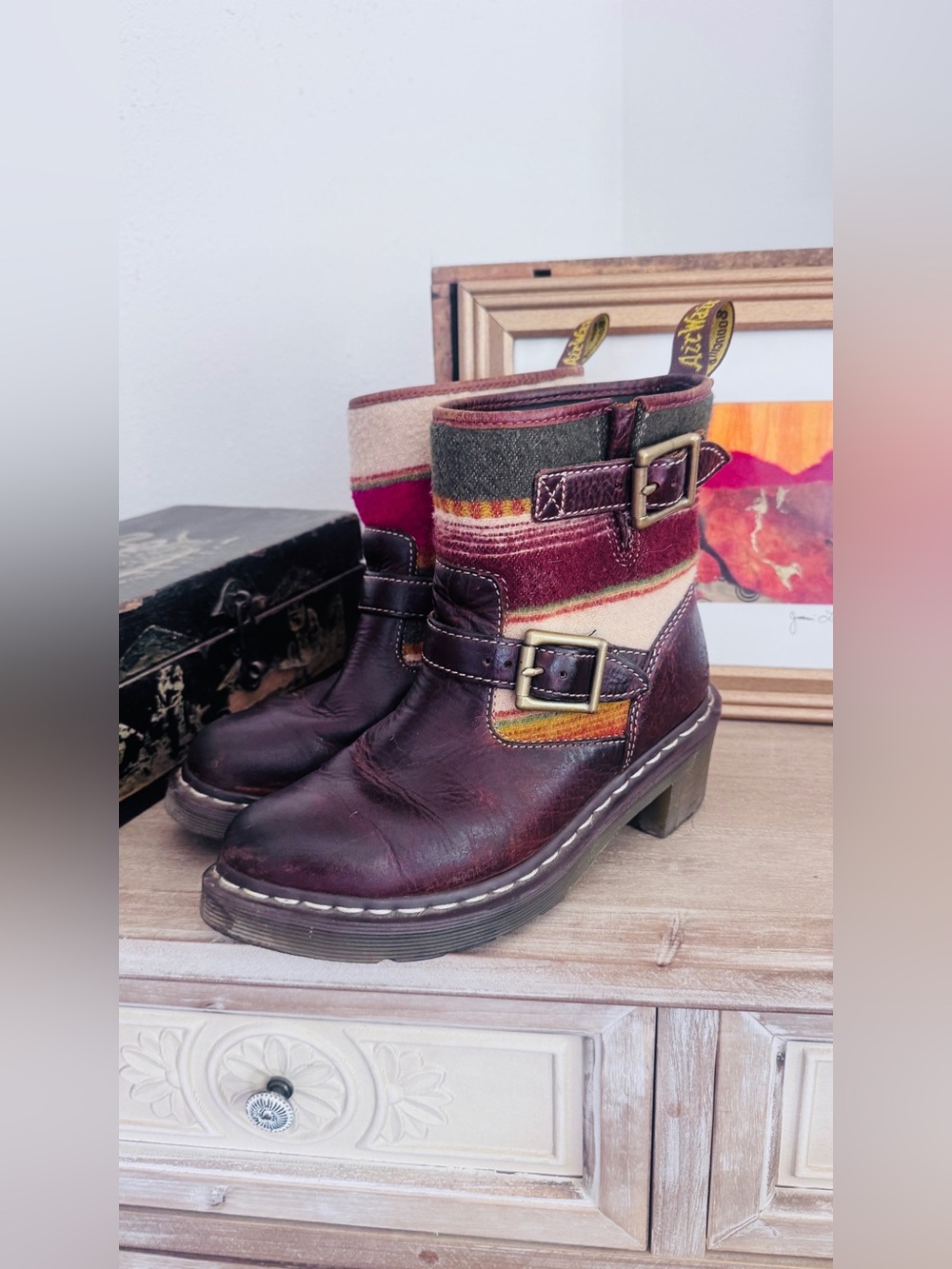 Dr. Martens x Pendleton Biker Boot Santa Fe Stripes sz 6 US 37 EU - Picture 2 of 5